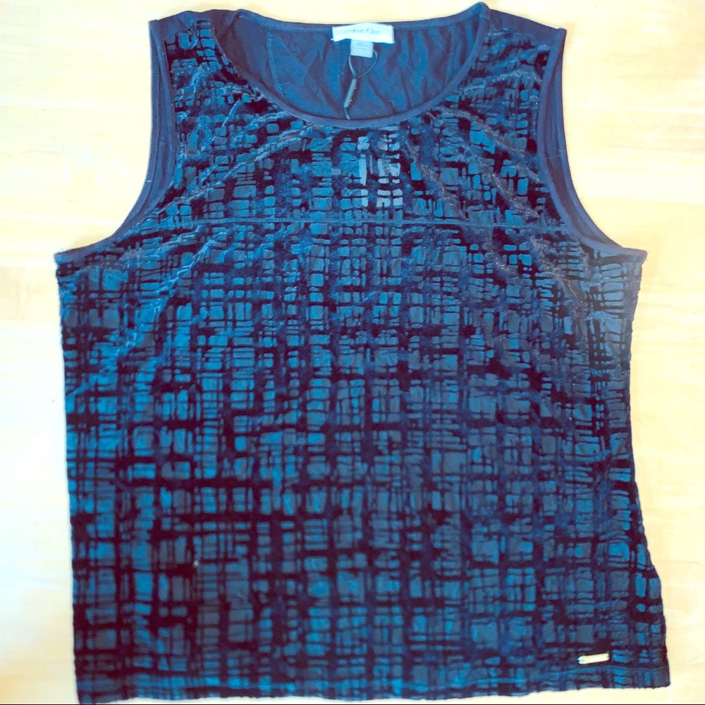 Calvin Klein Black Abstract Faux Suede Top